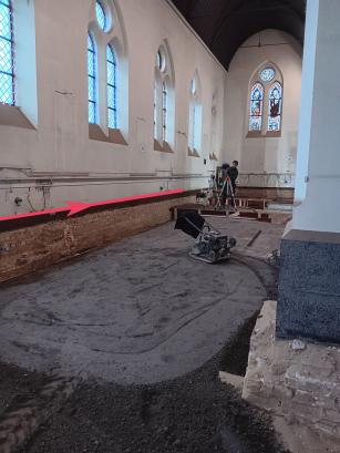 Aanduiding niveau van de vloer, vóór de graafwerken