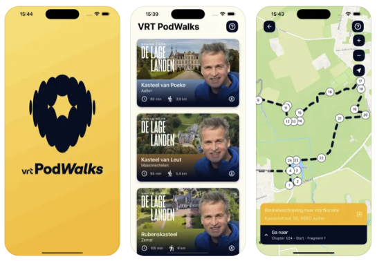 Schermafbeeldingen van de app VRT Podwalks